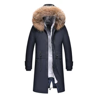 2021 high quality men winter coat parka alaska thick warm padded coats long jacket hooded long winter coat men real raccoon fur