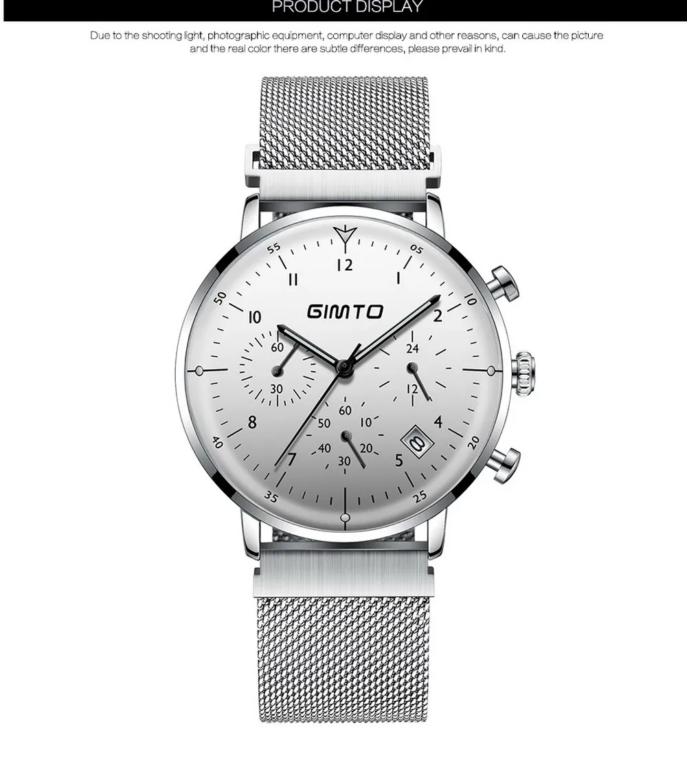 Reloj hombre GIMTO Топ бренд класса люкс для мужчин часы ультра тонкий Дата наручные часы сталь Водонепроницаемый спортивные часы повседневное кварцевые часы
