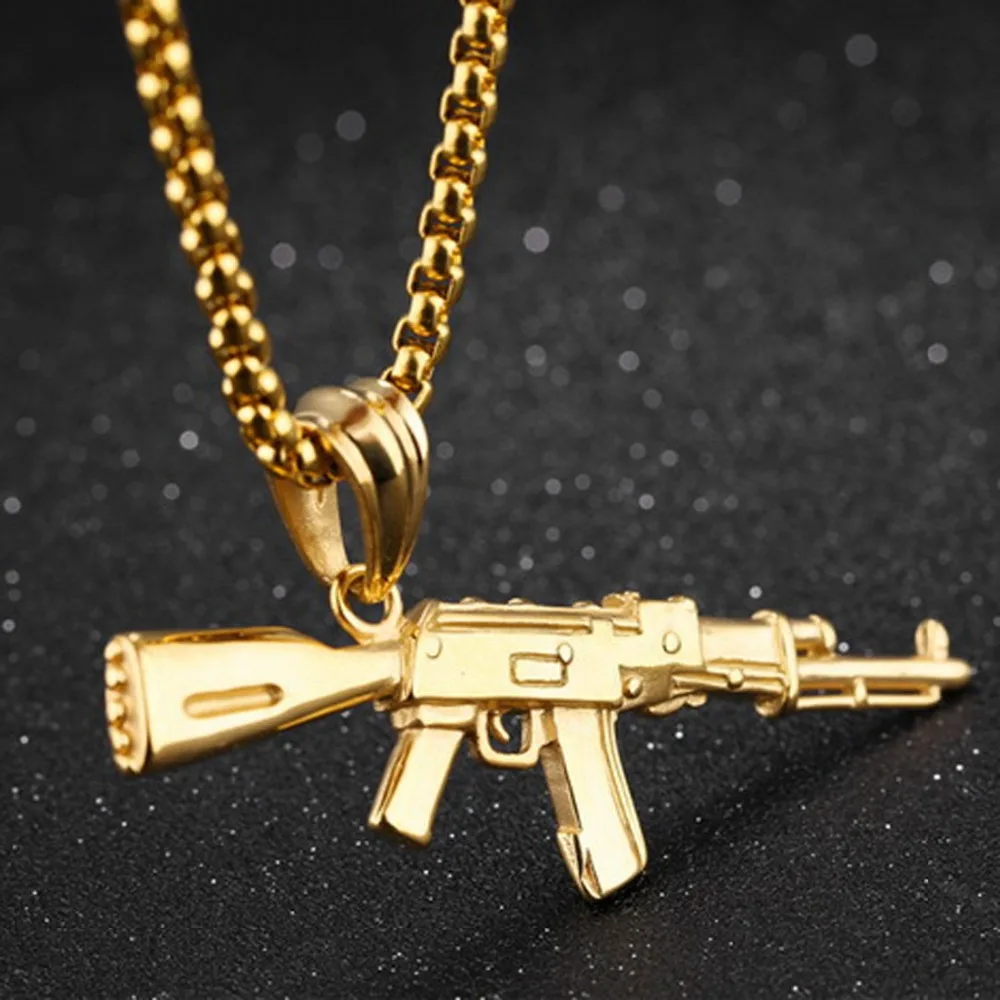 Крутой серебряный/золотой/черный цвет AK47 пистолет кулон простая мода