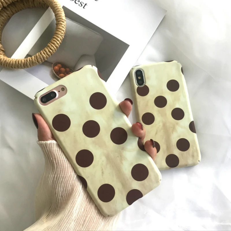 Ретро чехол для телефона с большими точками и мраморным рисунком iPhone 7 8 6 6S Plus