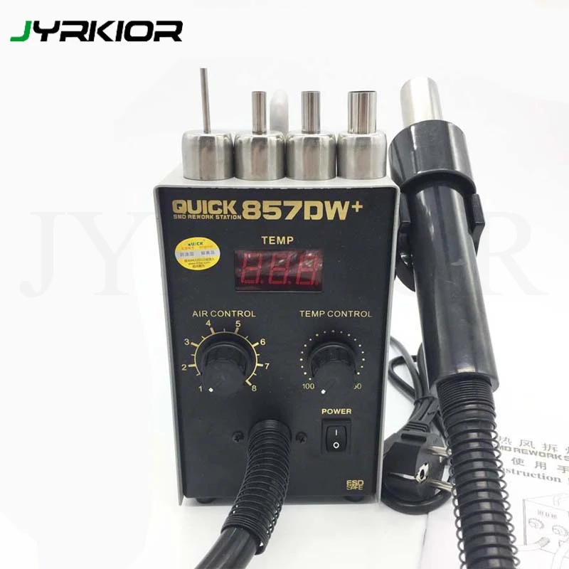 QUICK 857DW + бессвинцовый Регулируемый тепловой фен с винтовой паяльной станцией |