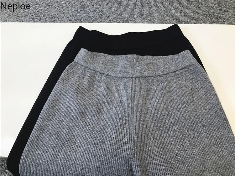 Neploe Solid Women Wide Leg Pants Full Length Knitted Waist Female Bottoms 2021 Auttum New Fashion Design Loose Trousers 42832 | Женская