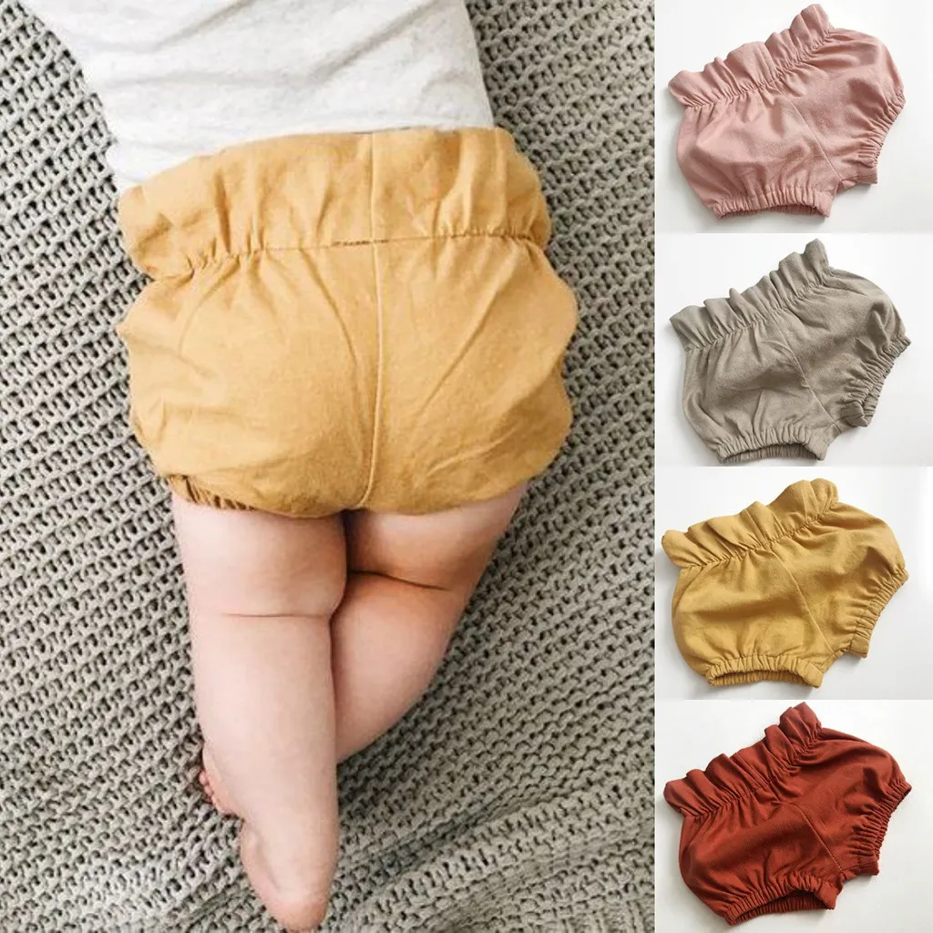 Summer Baby Girls Boys Solid Ruched Pants Shorts Briefs Trousers Toddler Fashion | Шорты для малышей