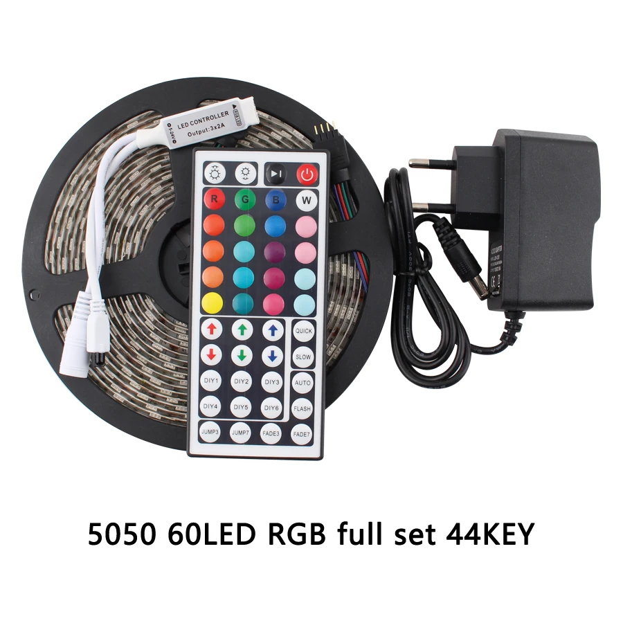 12 В Светодиодная лента RGB Водонепроницаемая 5 м 5050 теплый белый 60 светодиодов/М