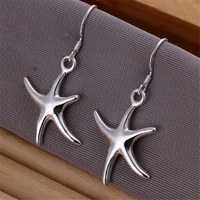 factory direct new style star women lady charm silver color starfish earrings hot selling fashion jewelry e062