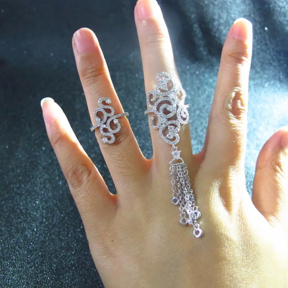 Женский набор из 2 частей новинка циркониевое кольцо с длинной кисточкой