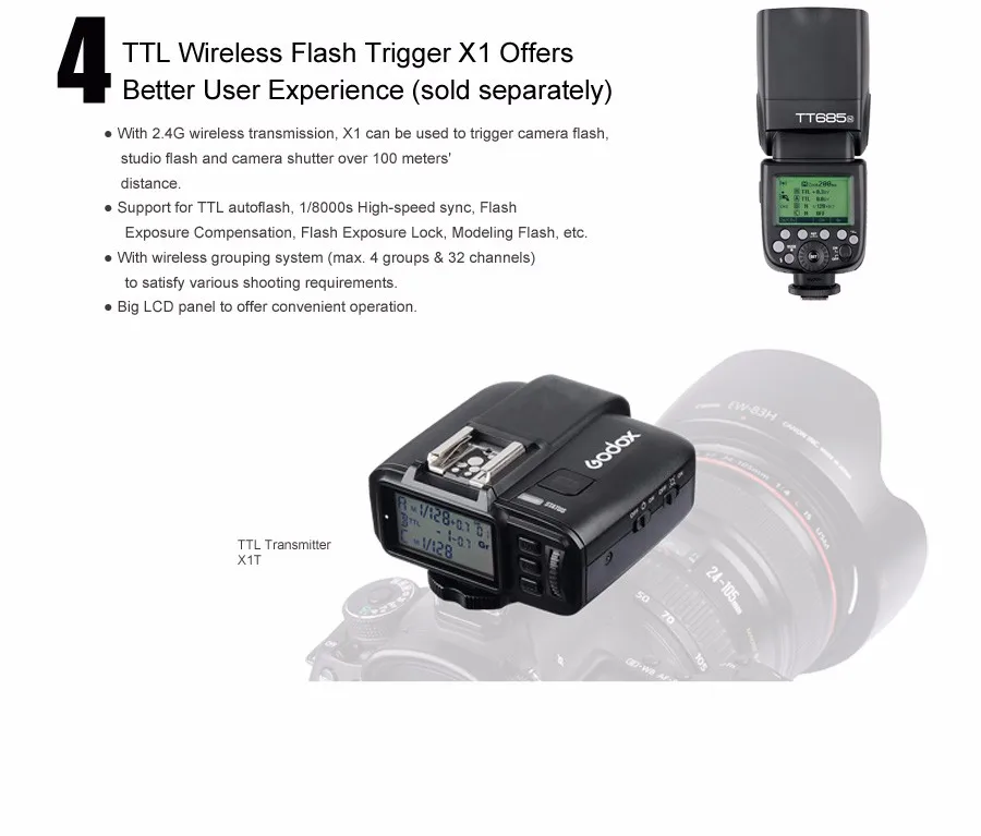 Godox TT685C speed lite Высокоскоростная синхронизация внешнего ttl для Canon Flash 1100D 1000D 7D 6D 60D 50D 600D 500D+ 6 Подарочный комплект