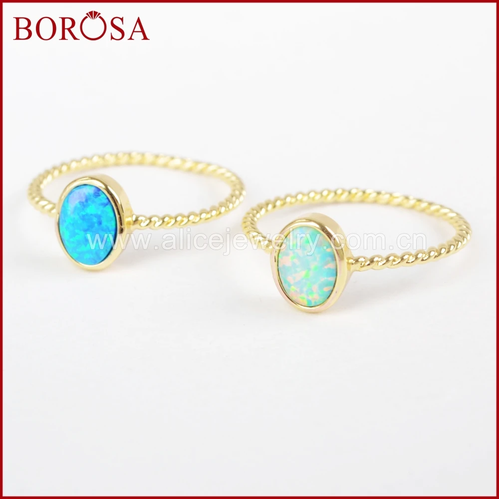 

BOROSA 10 шт. Новинка Золотая рамка овальной формы японские фотокольца белый/синий Искусственный драгоценный камень для женщин драгоценные камни ZG0239