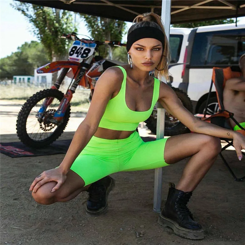 Спортивные костюмы для активных женщин флуоресцентный комплект из 2 предметов