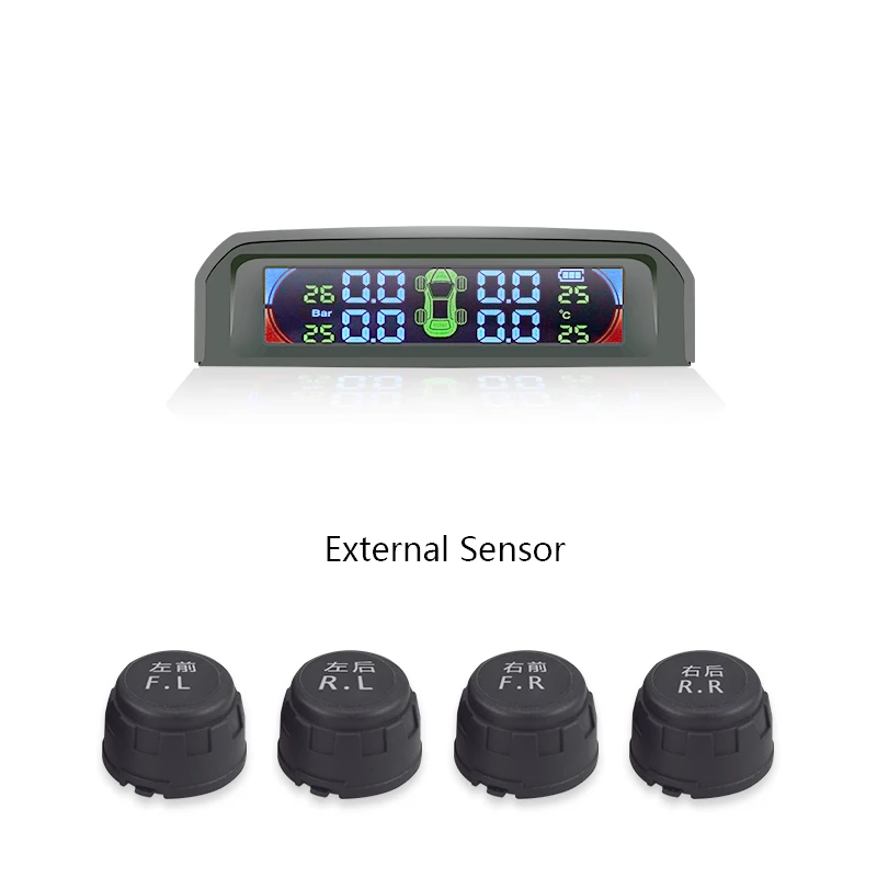 external sensor Умный автомобиль TPMS система контроля давления в шинах Солнечная энергия Автоматическая охранная сигнализация s давление в шинах цифровой ЖК-дисплей - Тип: external sensor