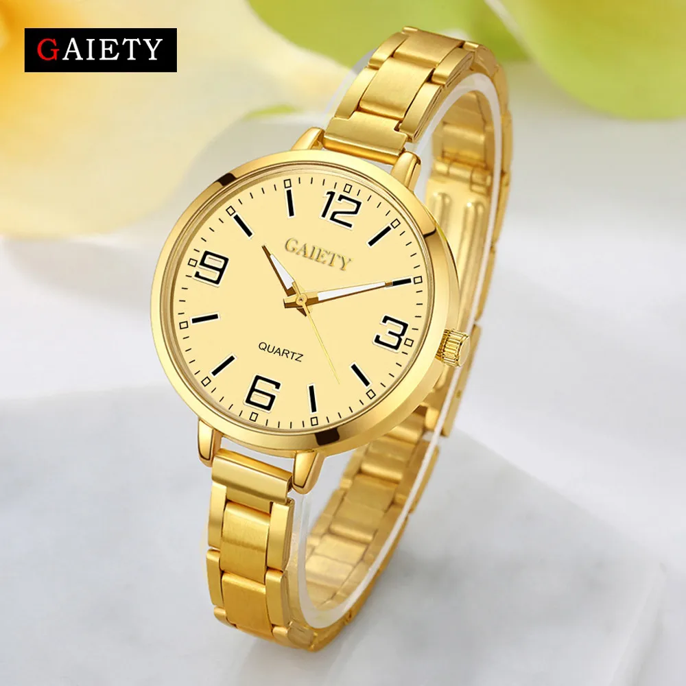 GAIETY Роскошные Брендовые женские часы из розового золота, модные часы из нержавеющей стали с ремешком, аналоговые кварцевые мужские наручные часы, reloj# N03