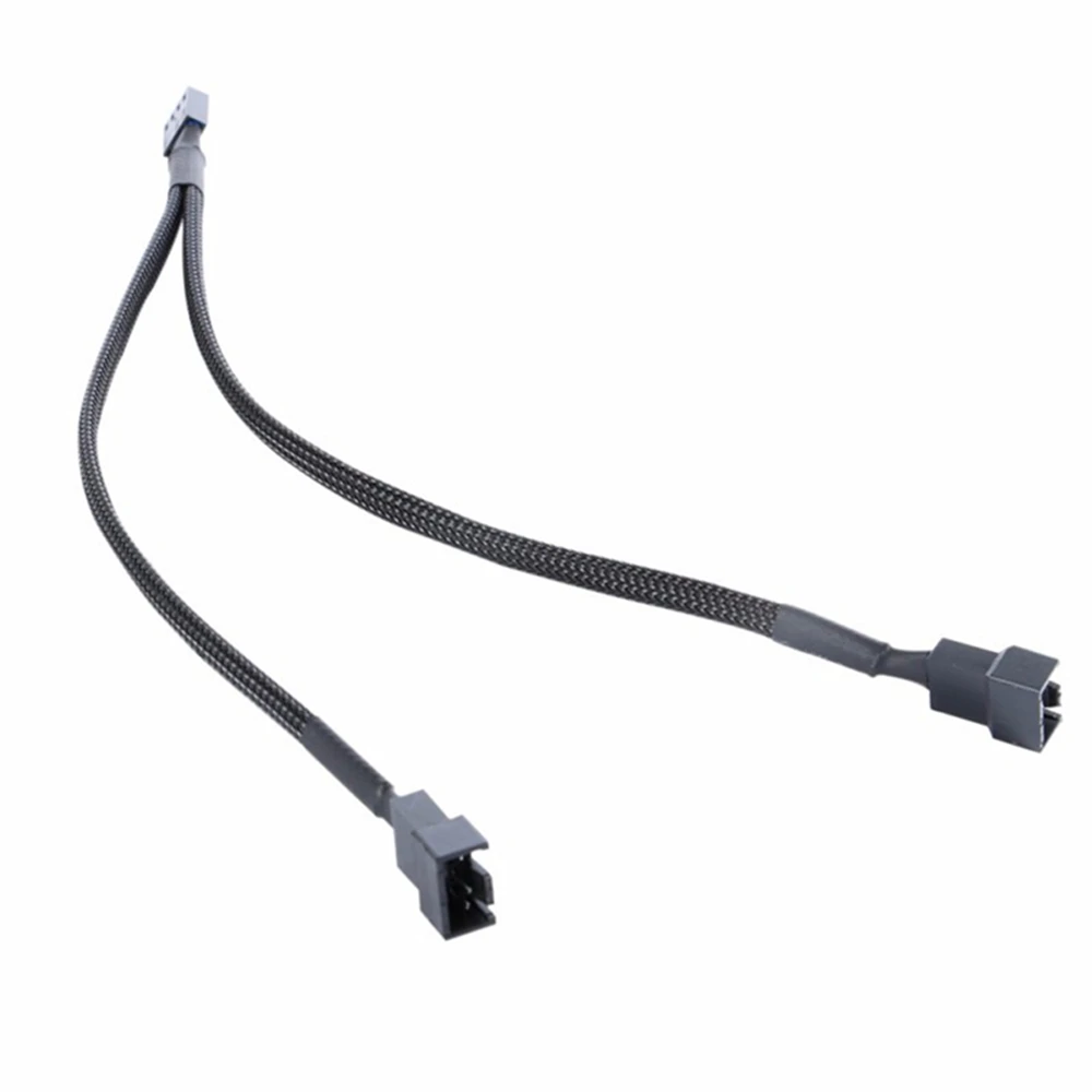 1 шт. 30 см Черный плетеный кабель Y разветвитель 3/4 pin PWM Fan компьютерный ПК