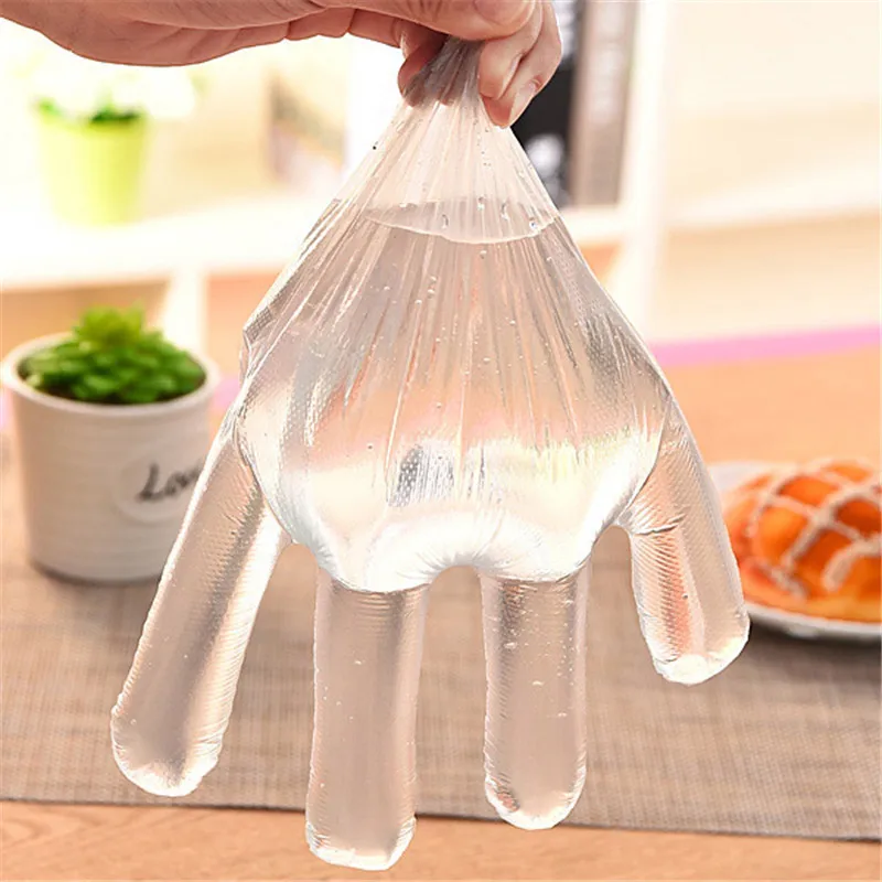 Бытовые перчатки одноразовые пластиковые прозрачные съемная коробка кухонная