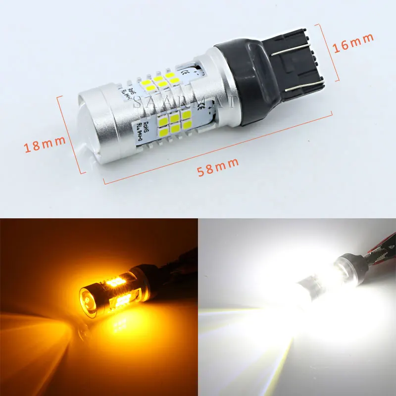 2 шт. светодиодный T20 7443 7440 21-SMD лампа для резервного копирования задний светильник DRL для Honda Accord для Cadillac Escalade для Mazda CX-7 для Toyota