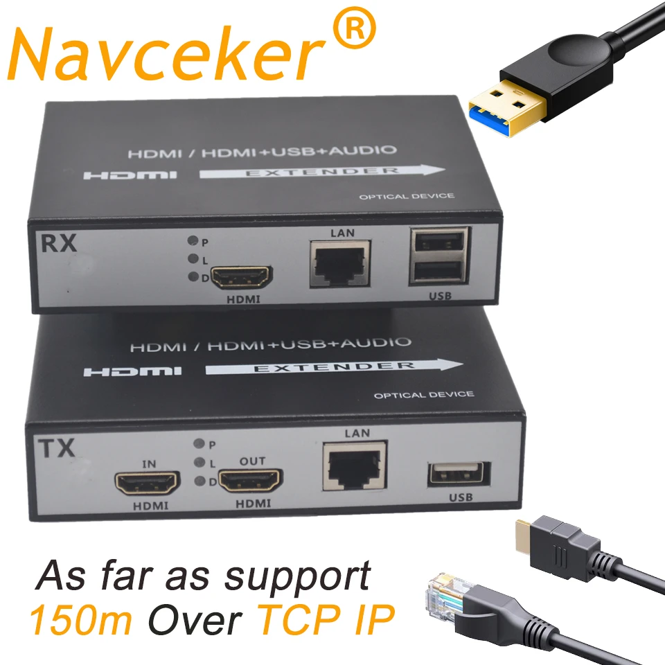 Удлинитель KVM RJ45 Cat6 H.264 USB IP сети HDMI 150 м поддержка клавиатуры мыши и