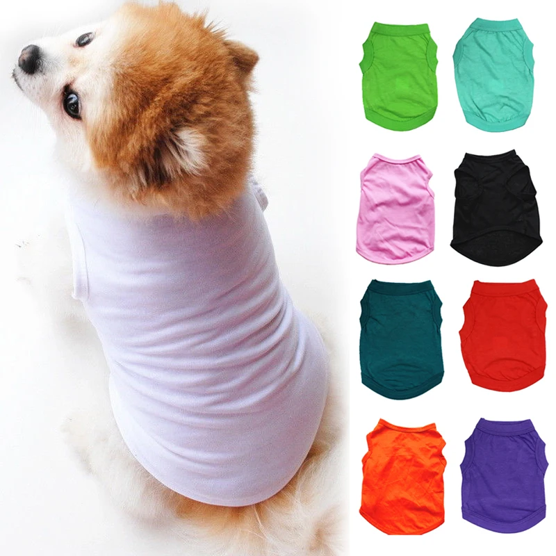 

Plain Pet Dog Cat Summer Clothes Pure Color T-Shirt Puppy Cotton Vest Costumes Cotton vest for dogs