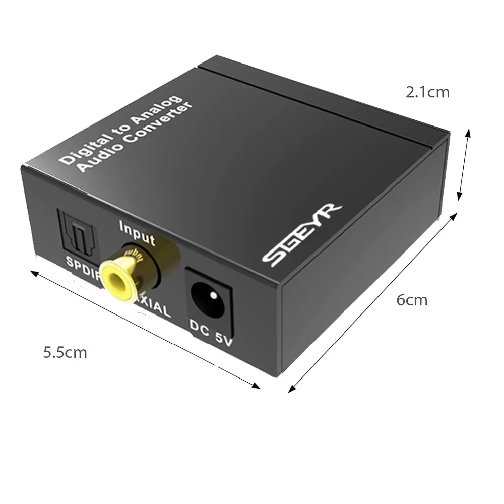 Аудиоконвертер SGEYR DAC цифро аналоговый оптический переходник Toslink Coax на 3 5 мм RCA R/L