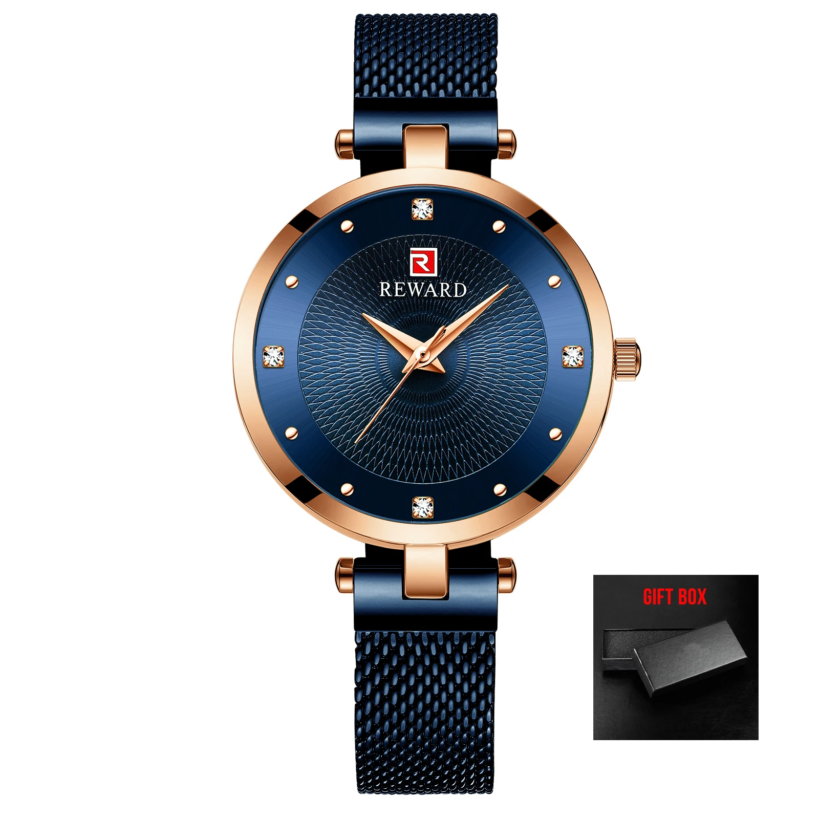 blue with box Награда женские модные часы водонепроницаемые повседневные кварцевые женские часы под платье женские наручные часы Relogio Feminino Montre Femme - Цвет: blue with box