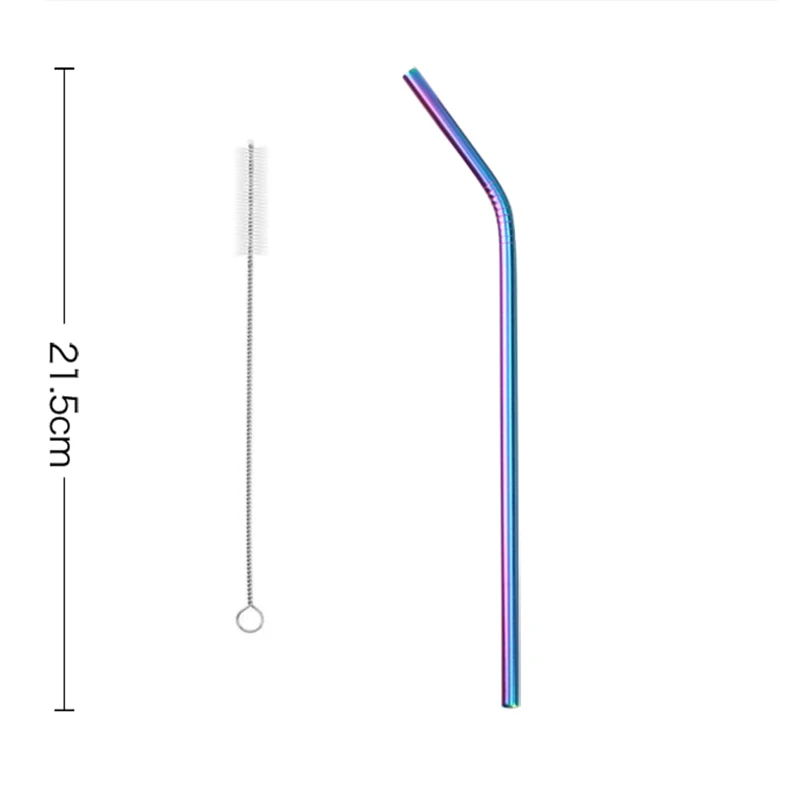 L-Neon 2pcs 2 шт./4 шт многоразовый металлический соломинки красочные Нержавеющая сталь крепкий Бенди или вертикально соломинка для напитков для кружки+ щетка для очистки - Цвет: L-Neon 2pcs