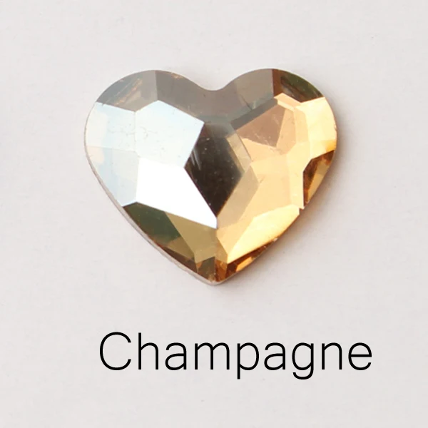 Champagne Модные новые стильные 3D Стразы для ногтей 10 мм стеклянные кристаллы в форме сердца с плоской задней стороной для украшения ногтей DIY Стразы - Цвет: Champagne