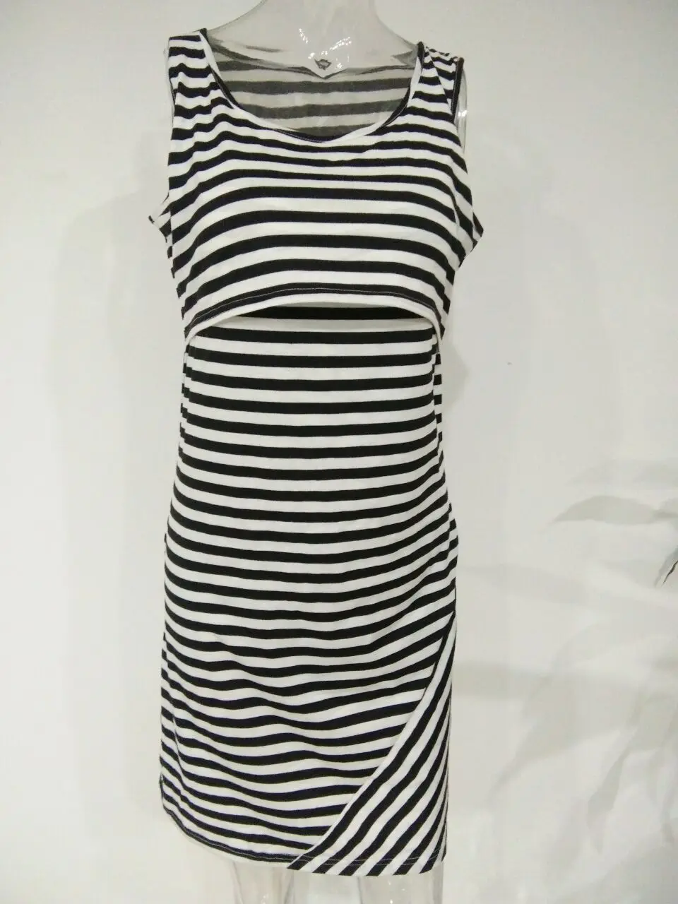 

Maternity stripe Dresses Summer clothes for nursing woman Sleeveless pregnant dresses striped Women's Tops Vestidos boat neck