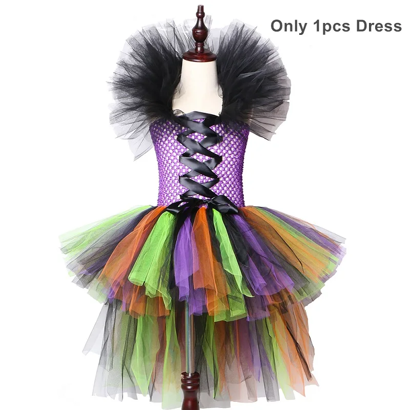 Only 1pcs Dress Платье-пачка ведьмы на Хэллоуин для девочек; Тюлевое платье со шлейфом для девочек; карнавальные вечерние платья для девочек; Детские костюмы злой ведьмы на Хэллоуин; одежда - Цвет: Only 1pcs Dress