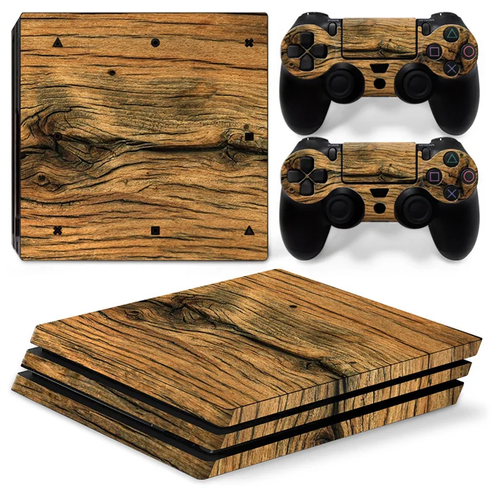 С дизайном под дерево для PS4 PRO консоль и контроллеры наклейки для ps4 pro кожи наклейки для sony PS4 pro виниловая наклейка-0670