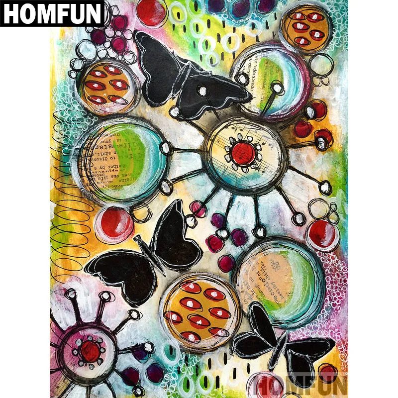 

HOMFUN Full Square/Round Drill 5D DIY Diamond Painting "Color butterfly" Embroidery Cross Stitch 5D Home Decor Gift A06528