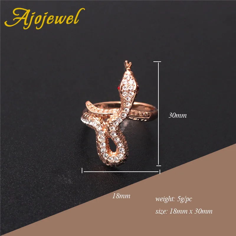 Ajojewel крутые Красные кристаллы стразы чистое CZ большое кольцо с змейкой ювелирные