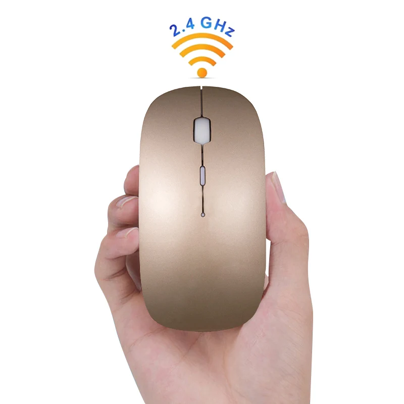 Wireless Gold Беспроводная перезаряжаемая игровая компьютерная мышь для Mac Windows 8/10 hp lenovo Asus notebook беспроводная мышь с usb-приемником - Цвет: Wireless Gold