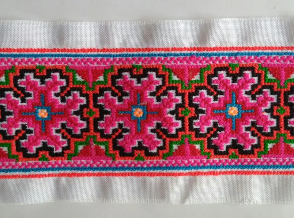 Вышивка miao hmong крючком хлопковая ткань кружевная отделка 8 см платье с воротником