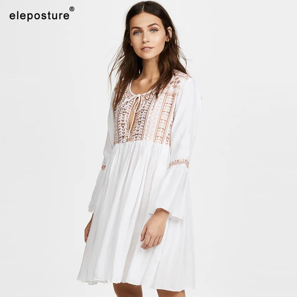 New Embroidery Beach Cover Up Women Bikini Cover Up Beach Dress Ladies Summer Beach Wear Tunics Swimsuit Swimwear Cover-Ups