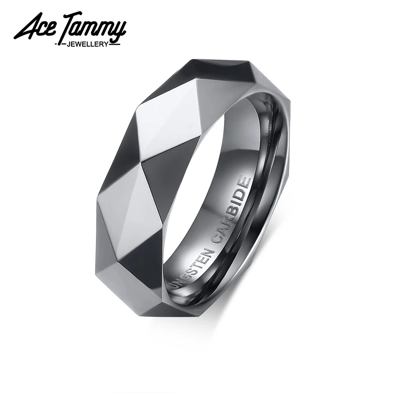 Кольцо из карбида вольфрама 6 мм однотонное серебряное золото розовое мужские