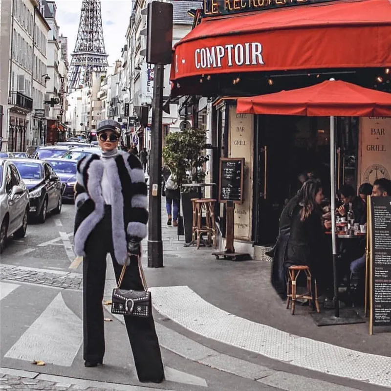 TOPFUR 2021 Hot Sales Real Fox Fur Coat Natural Fox Fur Long Thick Warm Winter Woman Jacket Stripe Elegant Genuine Fur Outerwear