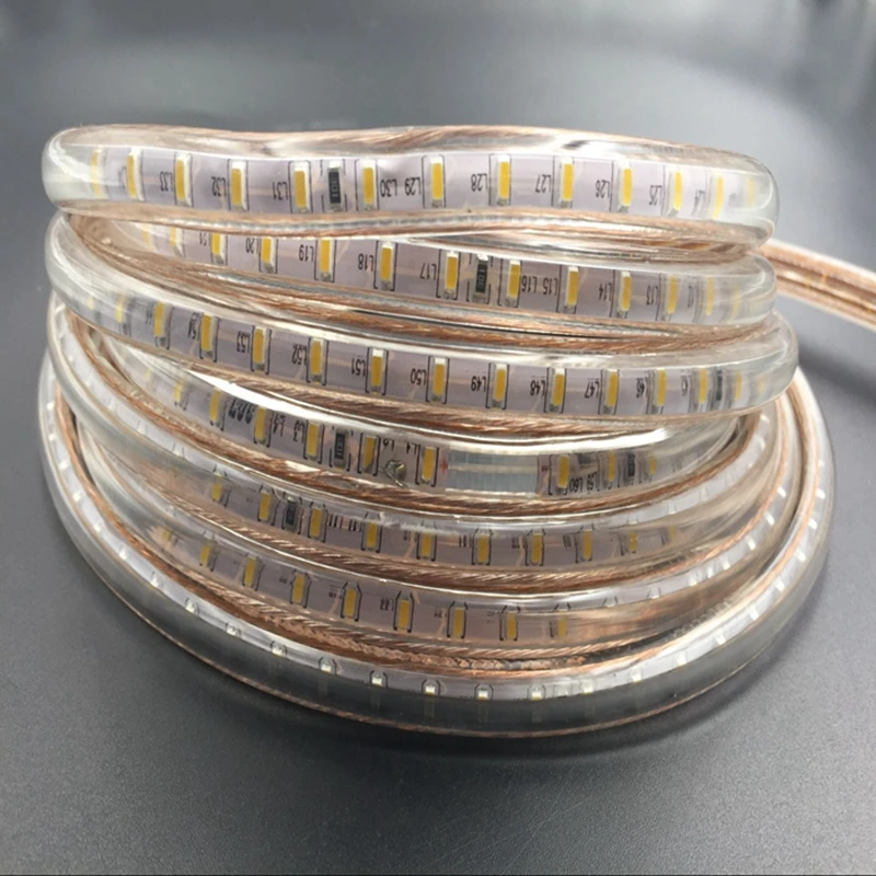 Kingoffer AC220V 120 Leds/m SMD 3014 Led Strip Lights Tape IP67 Waterproof +EU Power Plug Flexible Lighting for Home Party | Лампы и