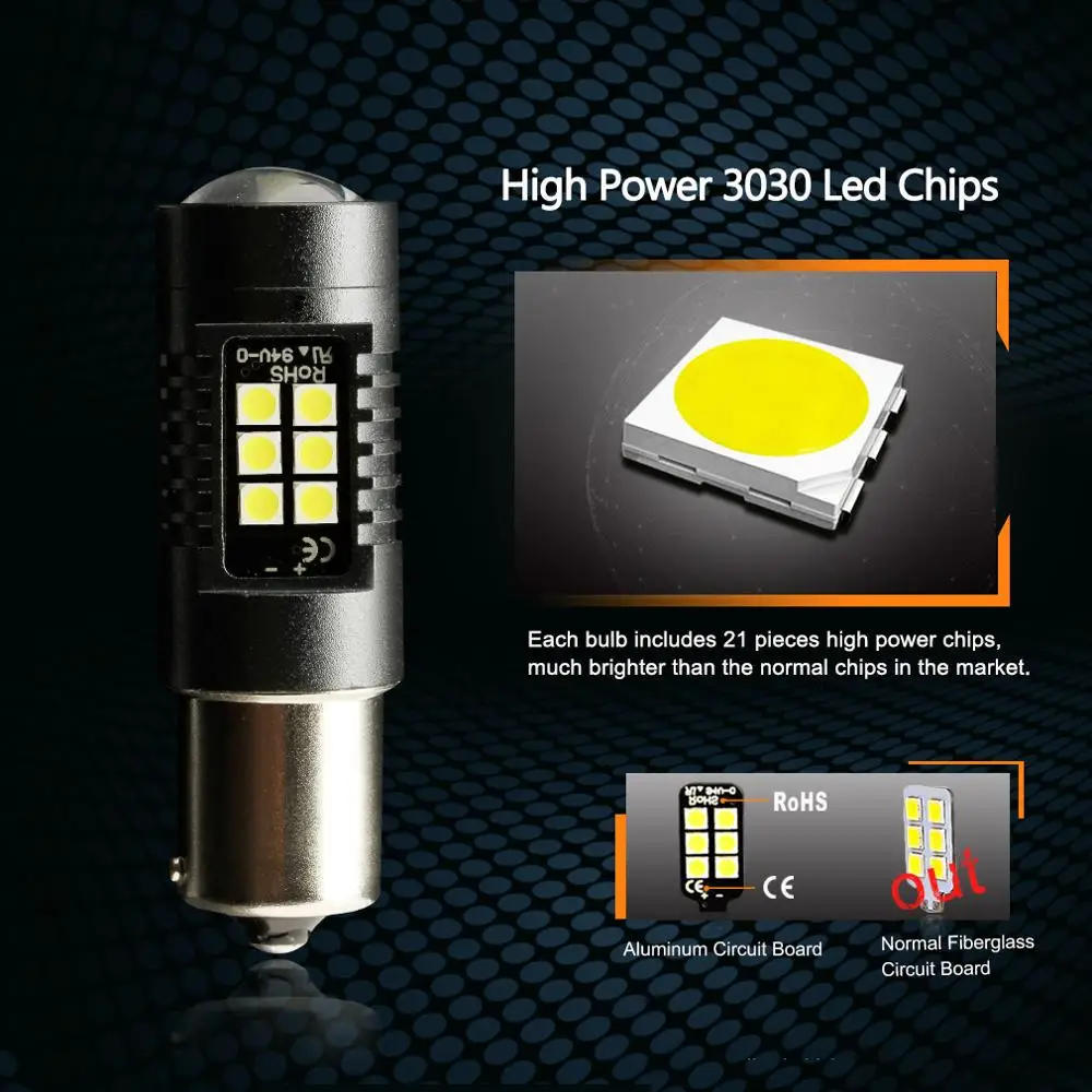 Светодиодный фонарь PY21W 2 шт. 1156 BAU15S 21SMD для автомобильных стоп сигналов заднего