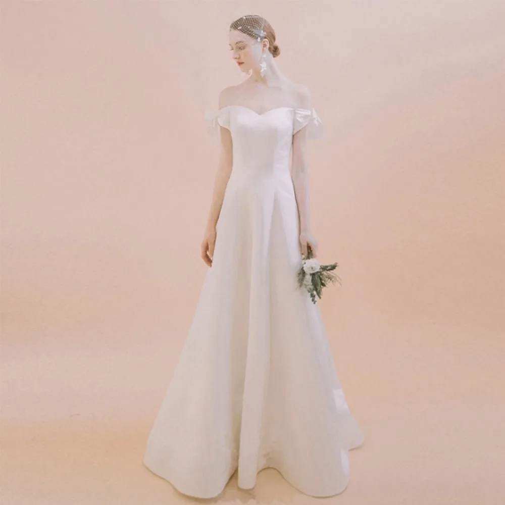 ANTI Boho Wedding Dress 2019 Sexy Backless A-Line Beach Bride with Satin Off The Shoulder Vestidos de noiva Bridal Gowns | Свадьбы и