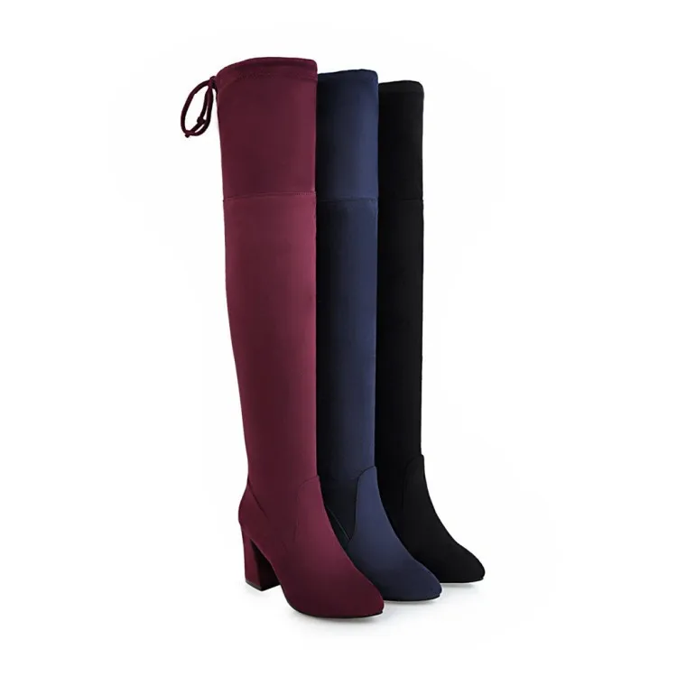 2017 Зимние новые модные женские сапоги выше колена острым Толстые со 40 43 ботинки