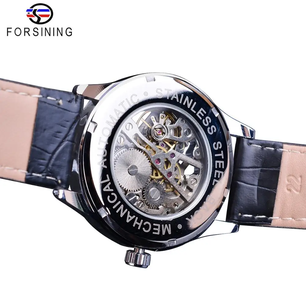 Forsining New Hot Sale Skeleton Watch Hollow Mechanical Hand Wind Men Luxury Male Business Leather Strap Wrist Relogio Dropship