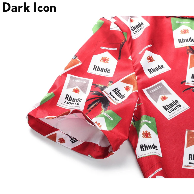 Мужская винтажная рубашка с коротким рукавом DARK ICON летняя в стиле хип-хоп 2019 |