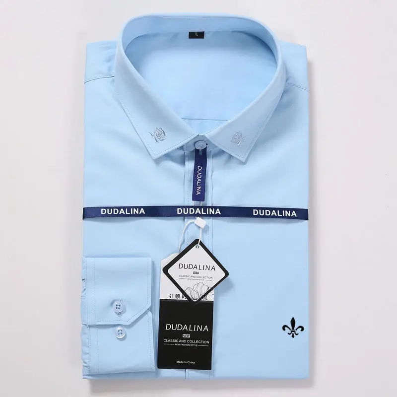 Мужская одежда с вышитым логотипом Camisa Masculina, длинный рукав, Blusa De Frio, Мужская одежда, мужская одежда, облегающая одежда, Sergio K - Цвет: DCZ1708-SKY BLUE
