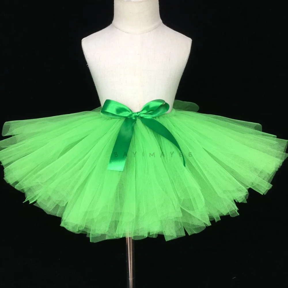 

Baby Girls Green Tutu Skirts Kids Ballet Tulle Pettiskirt Dance Tutus Underskirts with Ribbon Bow Children Party Costume Skirts