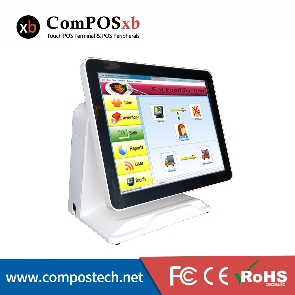 Чистый плоский сенсорный экран POS-терминал с интегрированным дисплеем VFD POS1618P |