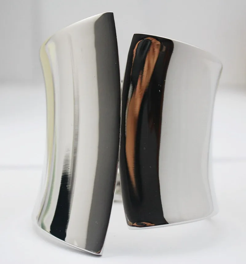 Индийские браслеты на запястье в стиле, асимметричной формы, полированного серебристого цвета, широкие неправильные браслеты из сплава ювелирных изделий 1 шт. на.