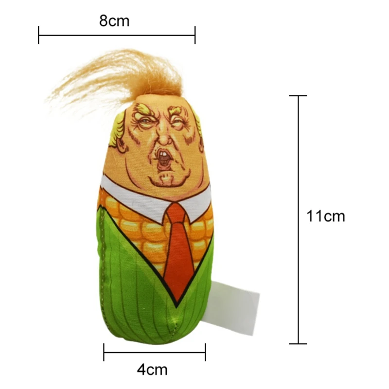 Голова Трампа, кукуруза, дизайн, игрушки для кошек, чучела, плюшевая кукуруза, домашнее животное, котенок, Забавный интерактивный прорезыватель, кошачья кошка, ворсовая кошачья плюшевая игрушка-писк питомца