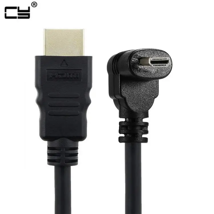 Угловой локтевой кабель HD Type A к Micro D 30 см 1 фут позолоченный 3D 4K 1080p Audio для