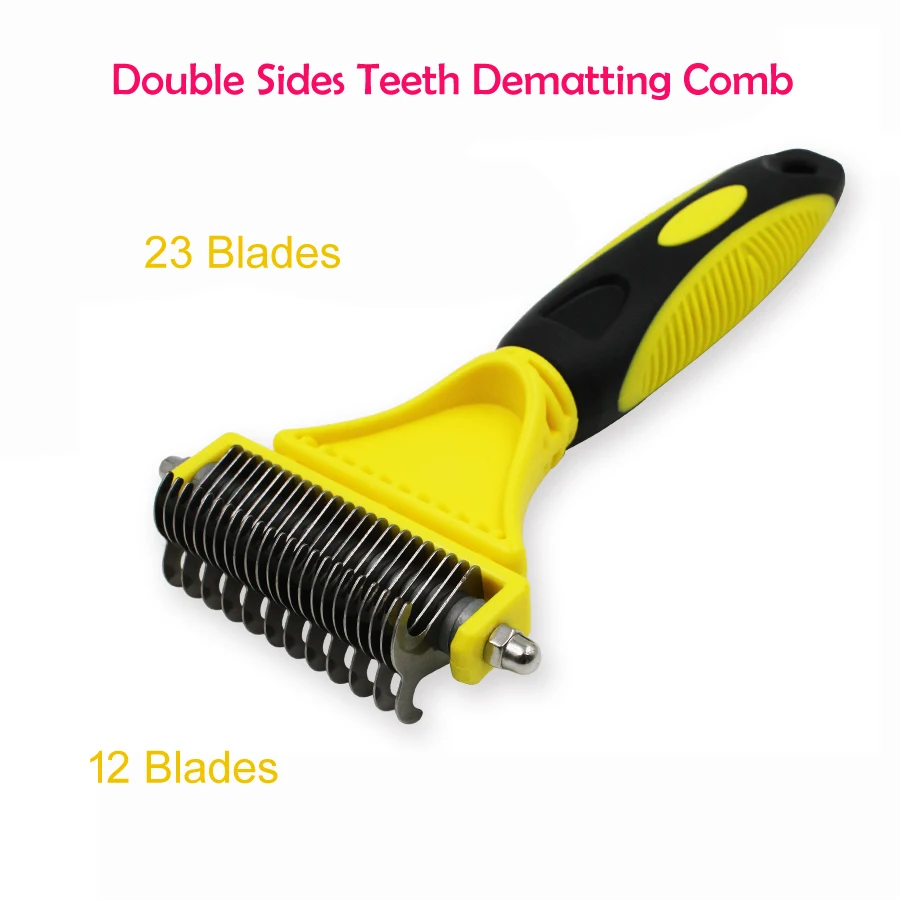 Двухсторонняя расческа для собак удаления кошек грабли триммер вычесывания домашних животных инструмент