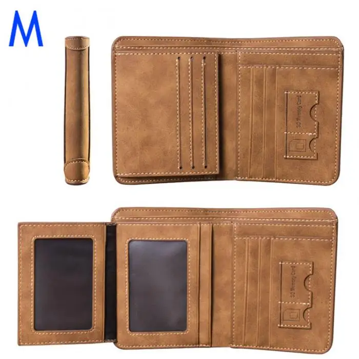 Vintage Men Wallet PU Leather Short/Long Purse Men's Three Folds Card Slots Wallet New