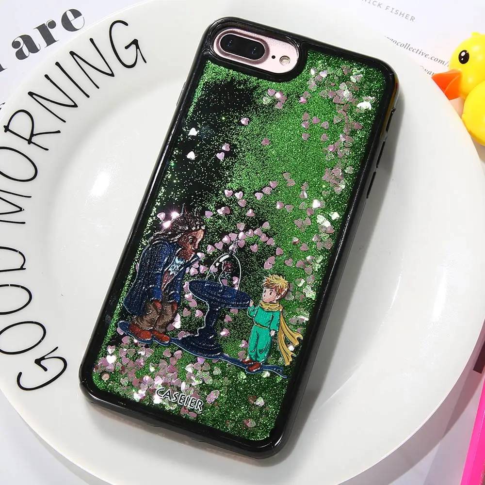 Caseier жидкость телефон чехол для iPhone 6 6s 7 8 Plus блеск зыбучие пески X 3D рельеф модные