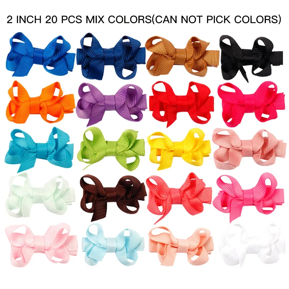 

ncmama Girls Hair Accessories Mini Hair Bows Ribbons Cute Solid Hair Clips Hairgrips 20 Pcs/lot Handmade Kids Hair Accessories